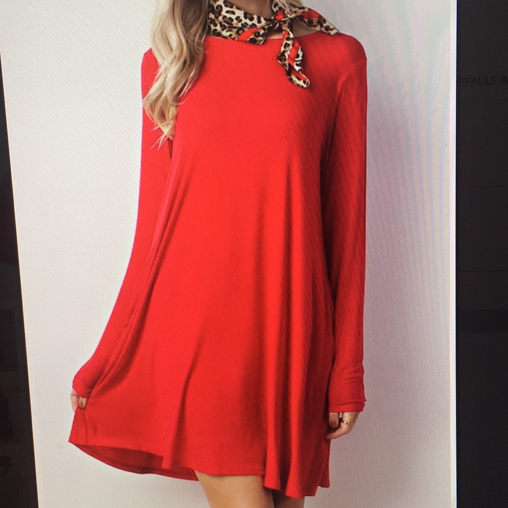 Ladies Bamboo Tunic Dress Red